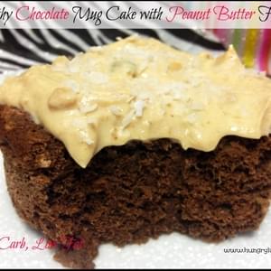 Healthy Chocolate Mug Cake with Peanut Butter Frosting
