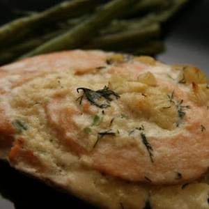Crab-Stuffed Salmon Pinwheels With a Garlic Dill Cream Sauce