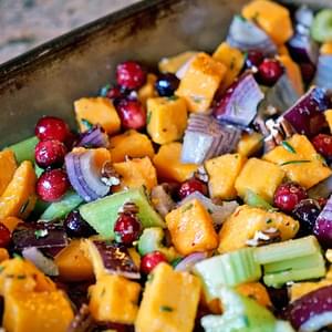 Roasted Butternut Squash Cranberries and Celery with Rosemary and Lime