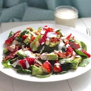 Bacon, Avocado & Strawberry Salad with Greek Yogurt Poppyseed Dressing