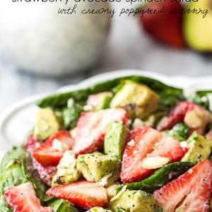 Strawberry Avocado Spinach Salad with Creamy Poppyseed Dressing