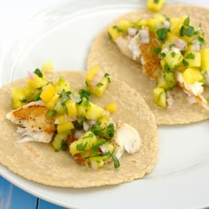 Fish Tacos with Pineapple-Peach Salsa
