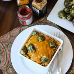 Kabocha Squash Curry with Roasted Brussels Sprouts and Farro