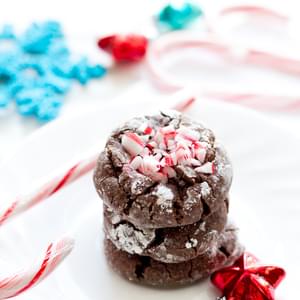 Chocolate Candy Cane Gooey Butter Cookies