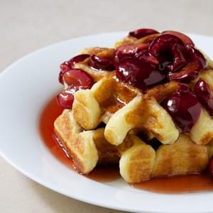 Best Buttermilk Waffles with Cherry Maple Syrup