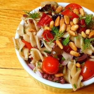 Pasta Salad with Tomatoes, Kalamata Olives and Toasted Pine Nuts