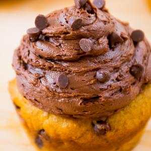 Pumpkin Cupcakes with Dark Chocolate Frosting