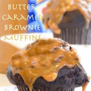 Peanut Butter Caramel Brownie Muffins