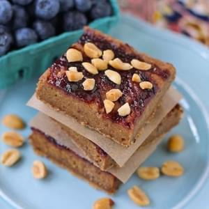 Healthy Peanut Butter and Jelly Blondies