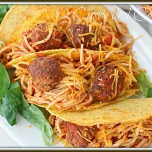 Spaghetti and Meatball Tacos