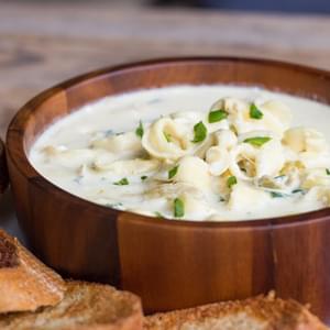 Creamy Spinach And Artichoke Soup With Cheese Tortellini