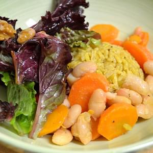 Maple Carrots, White Beans And Spicy Greens With Warm Orange Vinaigrette