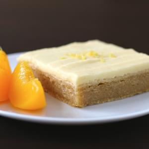 Healthy Lemony Peach Blondies with Peach Frosting (gluten free, vegan)