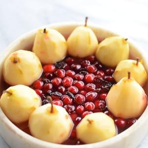 Cranberry Poached Pears with Goat Cheese