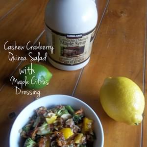 Cashew Cranberry Quinoa Salad with Maple Citrus Dressing (Gluten Free/ Dairy Free/ Vegan Option)