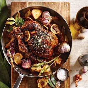 Herbed Roast Chicken with Lemon, Garlic and Red Onions