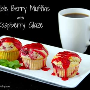 Double Berry Muffins with Raspberry Glaze
