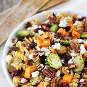 Brown Butter Pasta with Sweet Potatoes and Brussels Sprouts