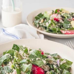 Collard Green Salad with Strawberries & Tahini Dressing