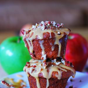 Apple Banana Muffins With Pecans And Dulce De Leche Drizzle