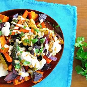Middle Eastern Roasted Vegetables with Tahini Sauce