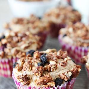 Whole Wheat Muffins With Mixed Berries And A Crunchy Granola Topping!