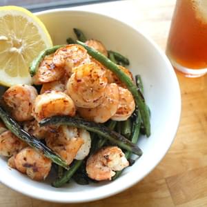 Spicy Shrimp and Charred Green Beans with Lemon