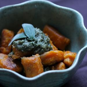 Sweet Potato Gnocchi With A Sage & Walnut Pesto