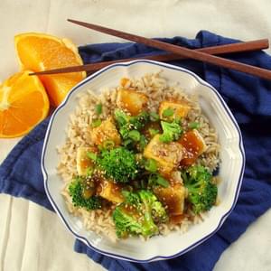 Crispy Orange Ginger Tofu with Broccoli