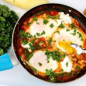 Shakshuka with Summer Squash and Goat Cheese (Giveaway Post!!)