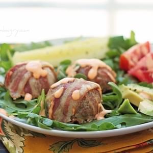 Turkey Club Meatballs w/ Roasted Red Pepper Aioli (Low Carb and Gluten Free)