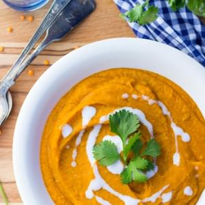 Curried Sweet Potato, Carrot & Red Lentil Soup