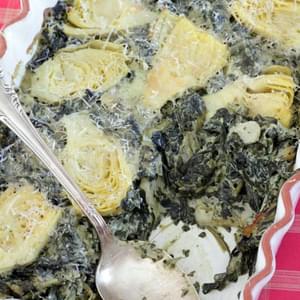 Cheesy Baked Artichokes and Spinach