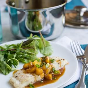 Halibut with Pineapple Soy Ginger Sauce