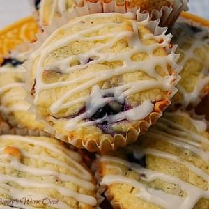 Cream Cheese Blueberry Muffins with Lemon Glaze