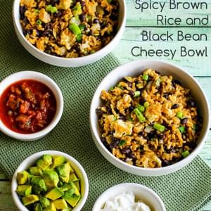 Slow Cooker Spicy Brown Rice and Black Bean Cheesy Bowl