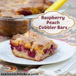 Raspberry and Peach Cobbler Bars