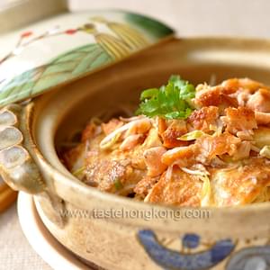 Clay Pot Tofu with Homemade Salted Salmon and Bean Sprouts
