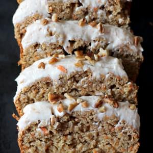 Carrot Cake Banana Bread with Thick Cinnamon Cream Cheese Frosting