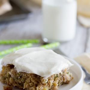 Pineapple Zucchini Sheet Cake with Cream Cheese Frosting