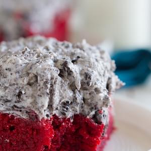 Red Velvet Sheet Cake Recipe with Cookies and Cream Frosting