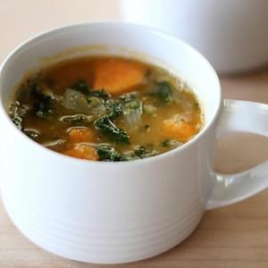 Red Lentil Soup with Sweet Potatoes and Kale