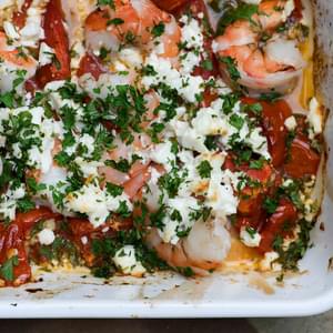 Roasted Tomatoes with Shrimp and Feta