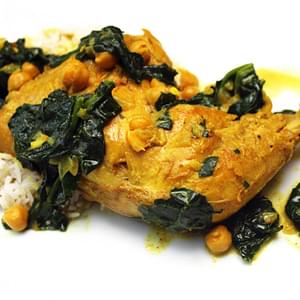 Indian Spiced Chicken Legs with Chick Peas & Spinach