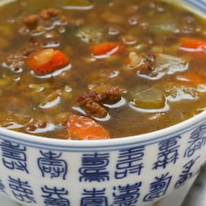 Lentil Soup with Ground Beef and Brown Rice