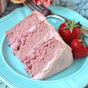 Healthy Strawberry Cake with Strawberries and Cream Frosting
