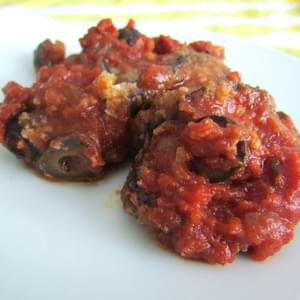 Fried Eggplant Casserole With Tomatoes And Olives