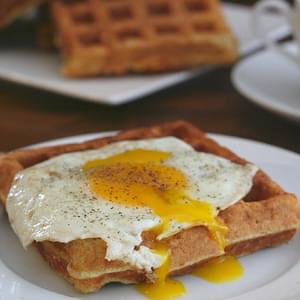 Savory Cheddar Waffles with Fried Eggs