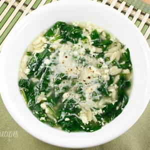 Spinach Stracciatella Soup with Orzo