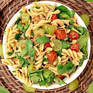 Pasta Salad with Roasted Tomatoes, Bacon and Spinach